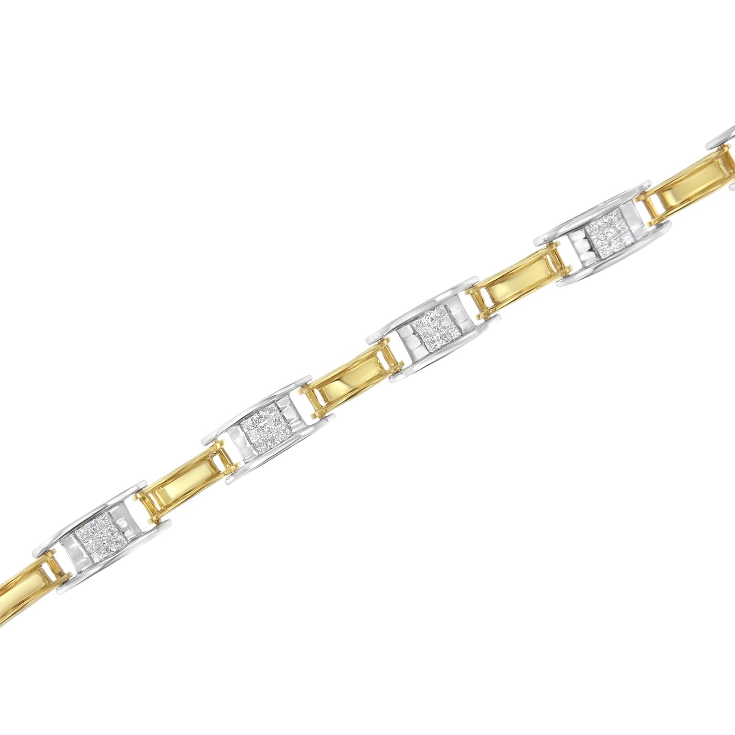 14K Two-Tone Gold 1.00 Cttw Princess-Cut Diamond Chain Link 7" Bracelet (H-I Color, SI1-SI2 Clarity) Bids.com