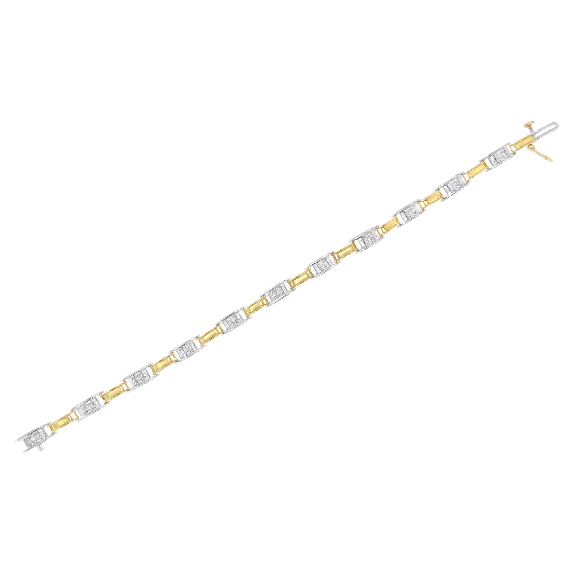 14K Two-Tone Gold 1.00 Cttw Princess-Cut Diamond Chain Link 7" Bracelet (H-I Color, SI1-SI2 Clarity) Bids.com