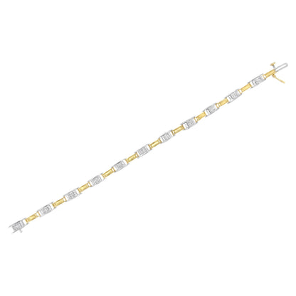 14K Two-Tone Gold 1.00 Cttw Princess-Cut Diamond Chain Link 7" Bracelet (H-I Color, SI1-SI2 Clarity) Bids.com