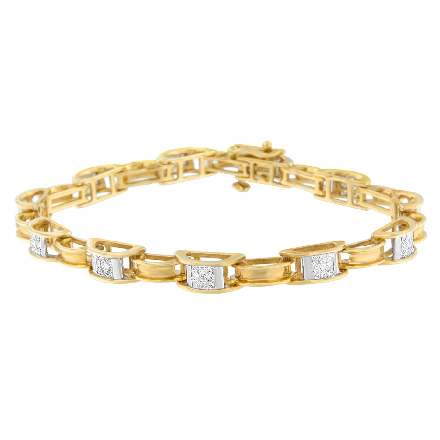 14K Yellow Gold Princess Cut Diamond Chain Link Bracelet (1.00 cttw, H-I Color, SI1-SI2 Clarity) Bids.com