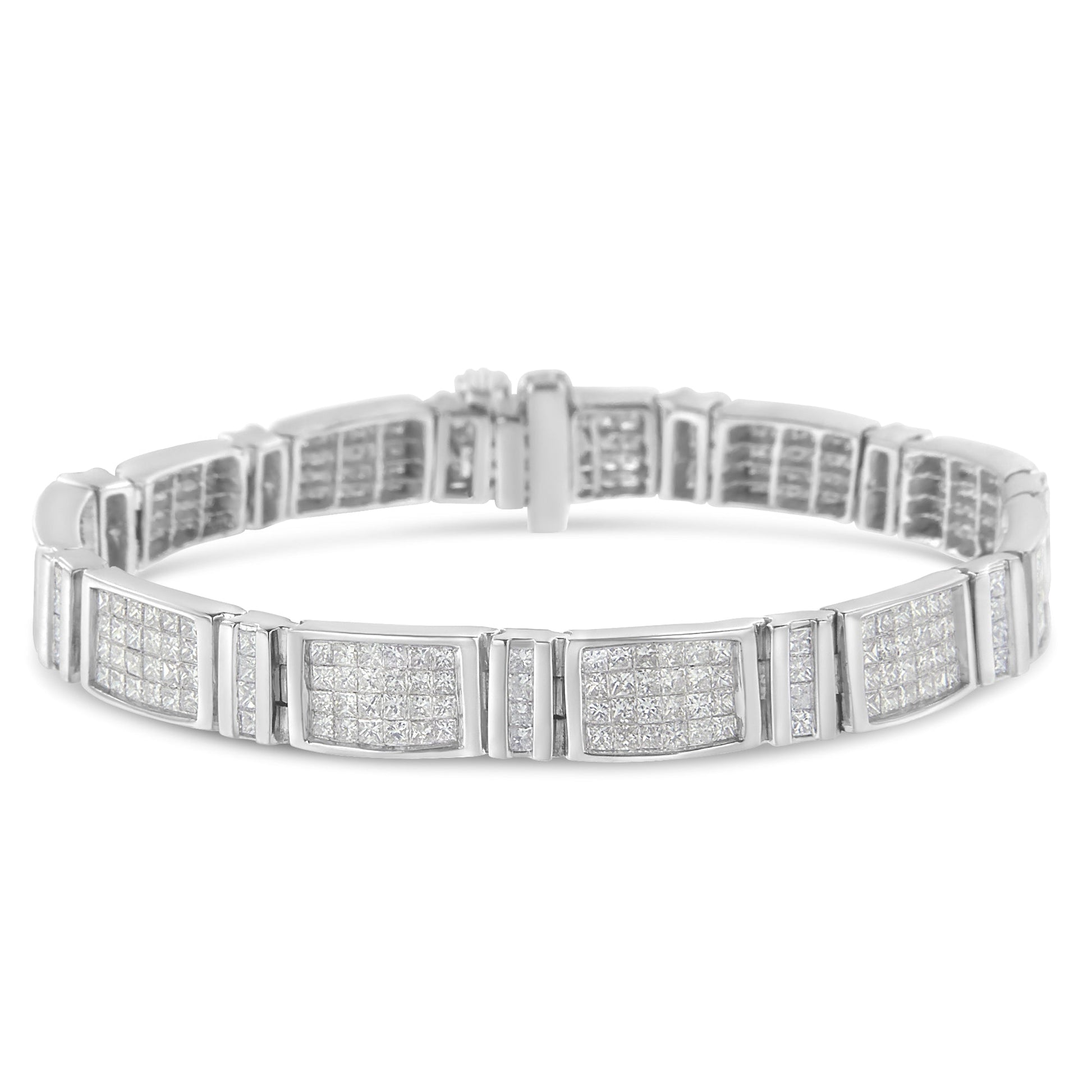 14K White Gold 7.0 Cttw Princess Cut Diamond 7" Alternating Vertical and Horizontal Rectangular Link Tennis Bracelet (H-I Color, SI2-I1 Clarity) Bids.com