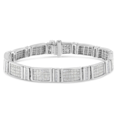 14K White Gold 7.0 Cttw Princess Cut Diamond 7" Alternating Vertical and Horizontal Rectangular Link Tennis Bracelet (H-I Color, SI2-I1 Clarity) Bids.com
