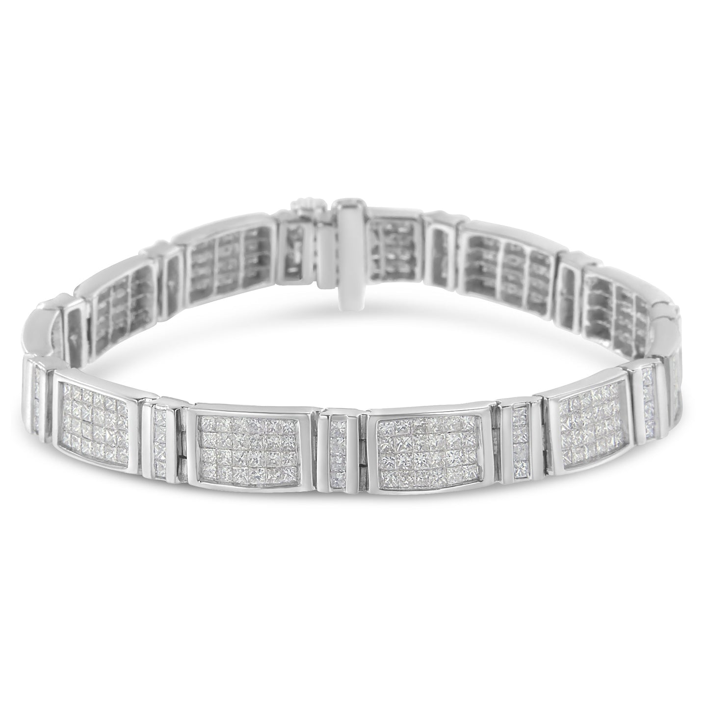 14K White Gold 7.0 Cttw Princess Cut Diamond 7" Alternating Vertical and Horizontal Rectangular Link Tennis Bracelet (H-I Color, SI2-I1 Clarity) Bids.com