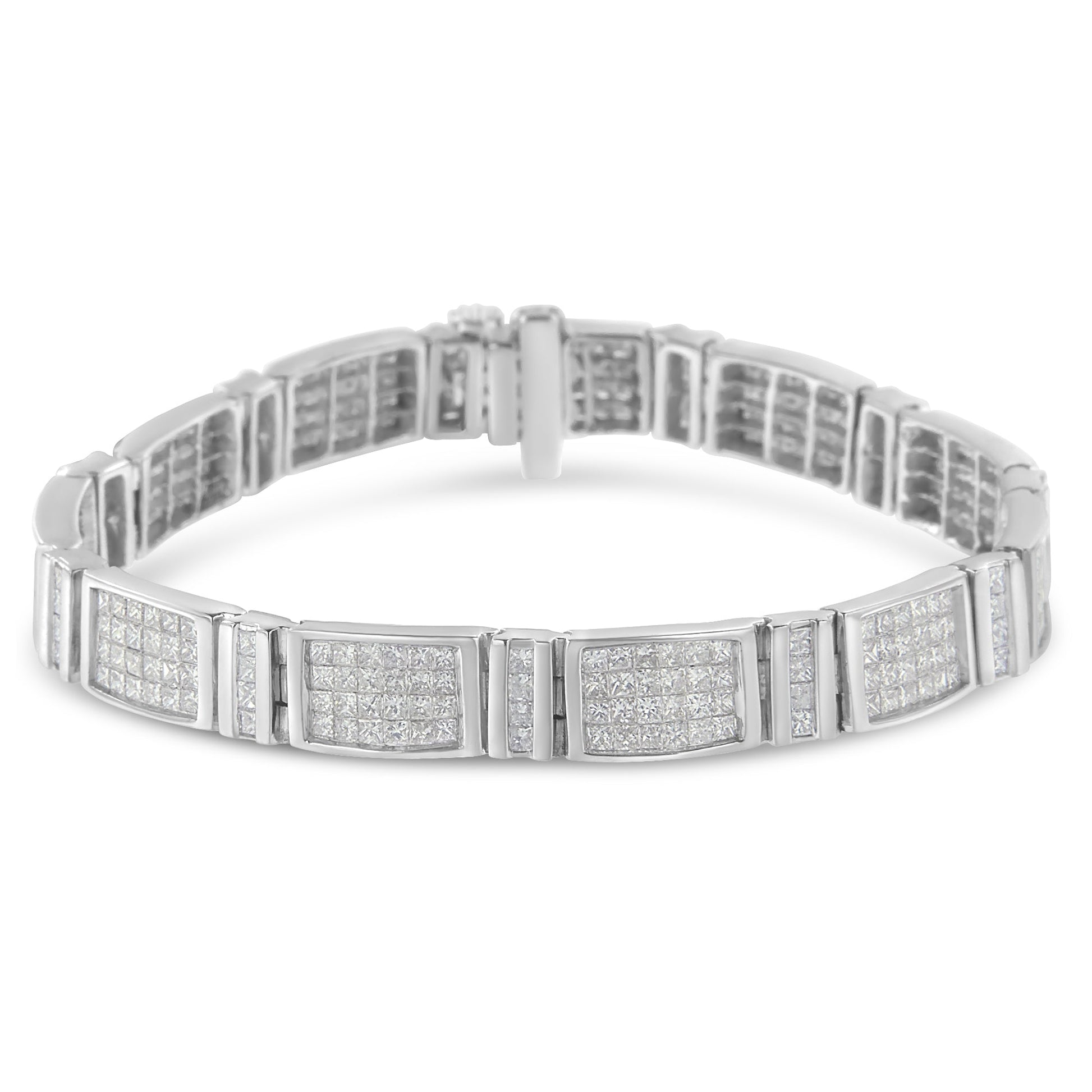 14K White Gold 7.0 Cttw Princess Cut Diamond 7" Alternating Vertical and Horizontal Rectangular Link Tennis Bracelet (H-I Color, SI2-I1 Clarity) Bids.com