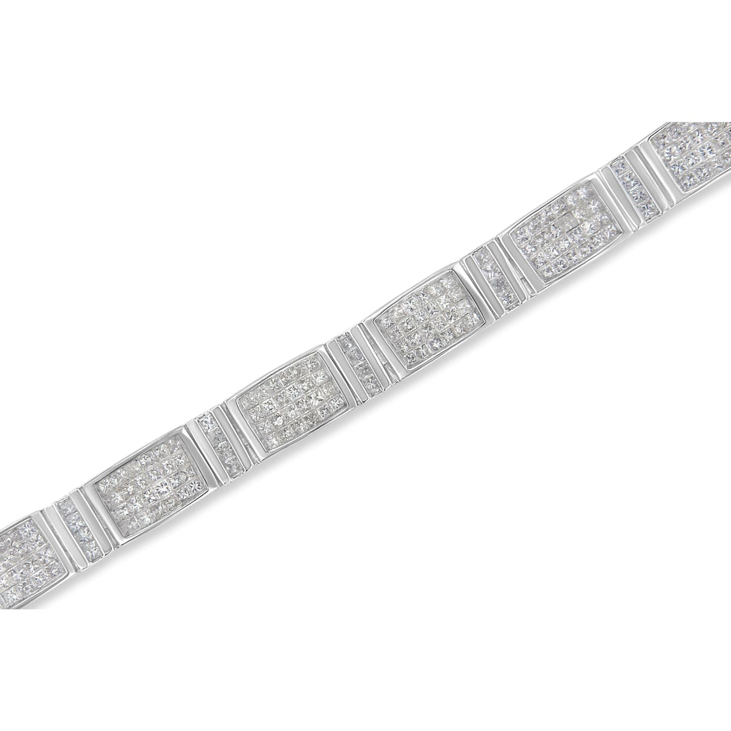 14K White Gold 7.0 Cttw Princess Cut Diamond 7" Alternating Vertical and Horizontal Rectangular Link Tennis Bracelet (H-I Color, SI2-I1 Clarity) Bids.com