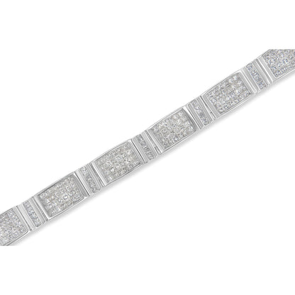 14K White Gold 7.0 Cttw Princess Cut Diamond 7" Alternating Vertical and Horizontal Rectangular Link Tennis Bracelet (H-I Color, SI2-I1 Clarity) Bids.com