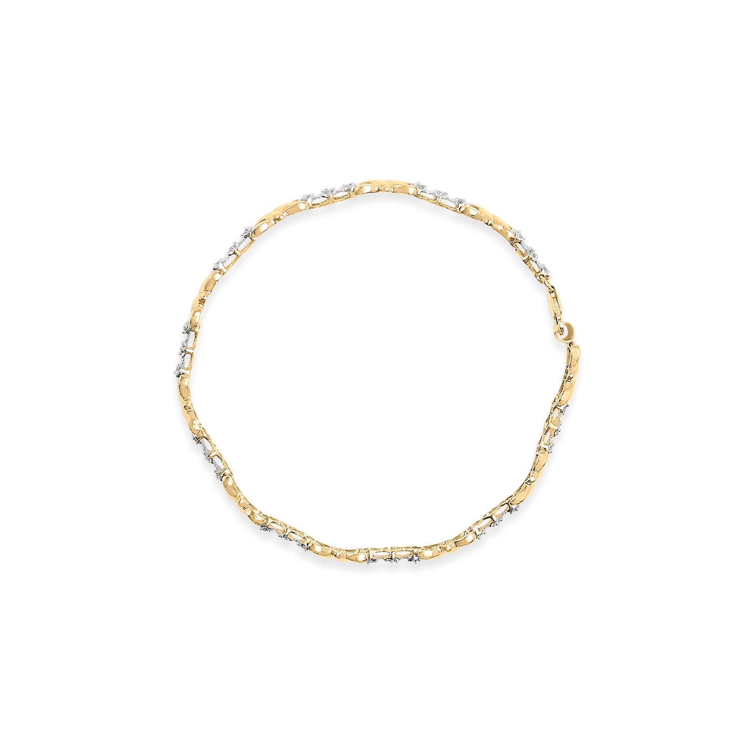 10k Yellow Gold 1/3 Cttw Diamond 3 Stone and X-Link Bracelet (I-J Color, I1-I2 Clarity) - 7.50" Inches Bids.com
