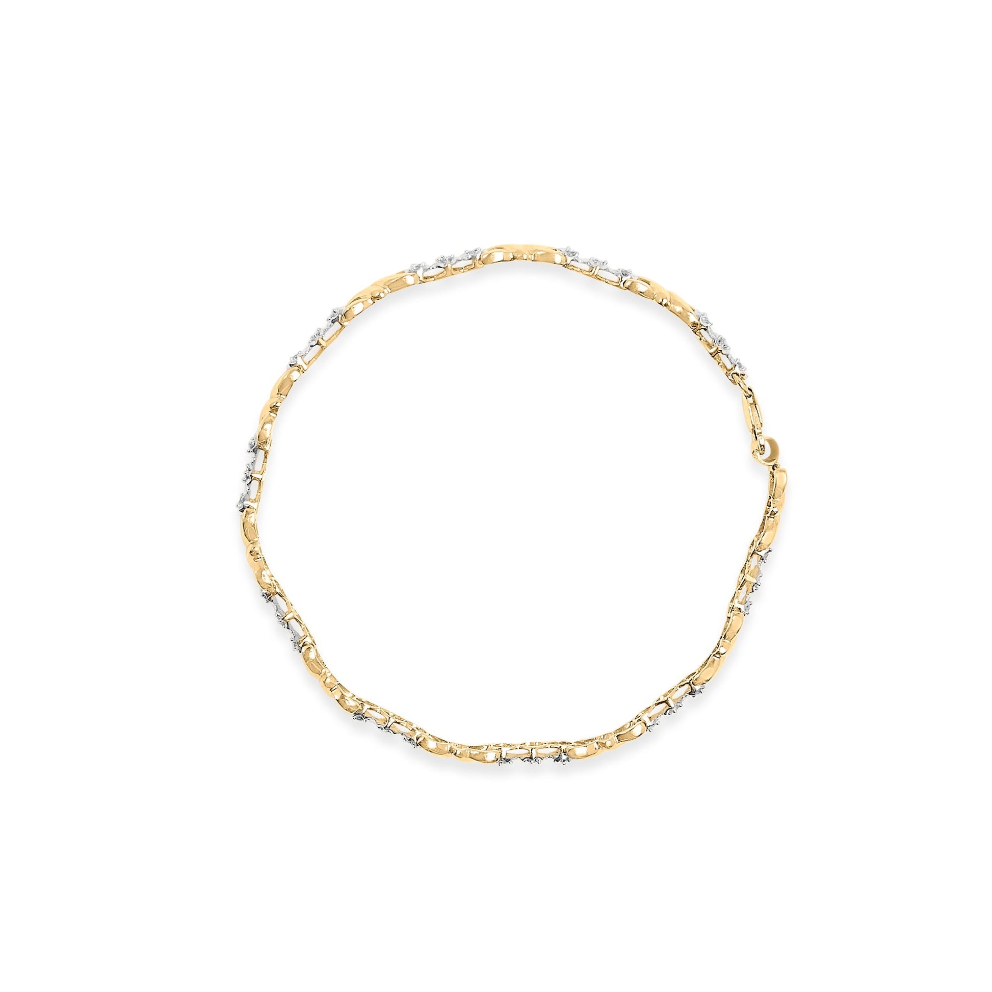 10k Yellow Gold 1/3 Cttw Diamond 3 Stone and X-Link Bracelet (I-J Color, I1-I2 Clarity) - 7.50" Inches Bids.com