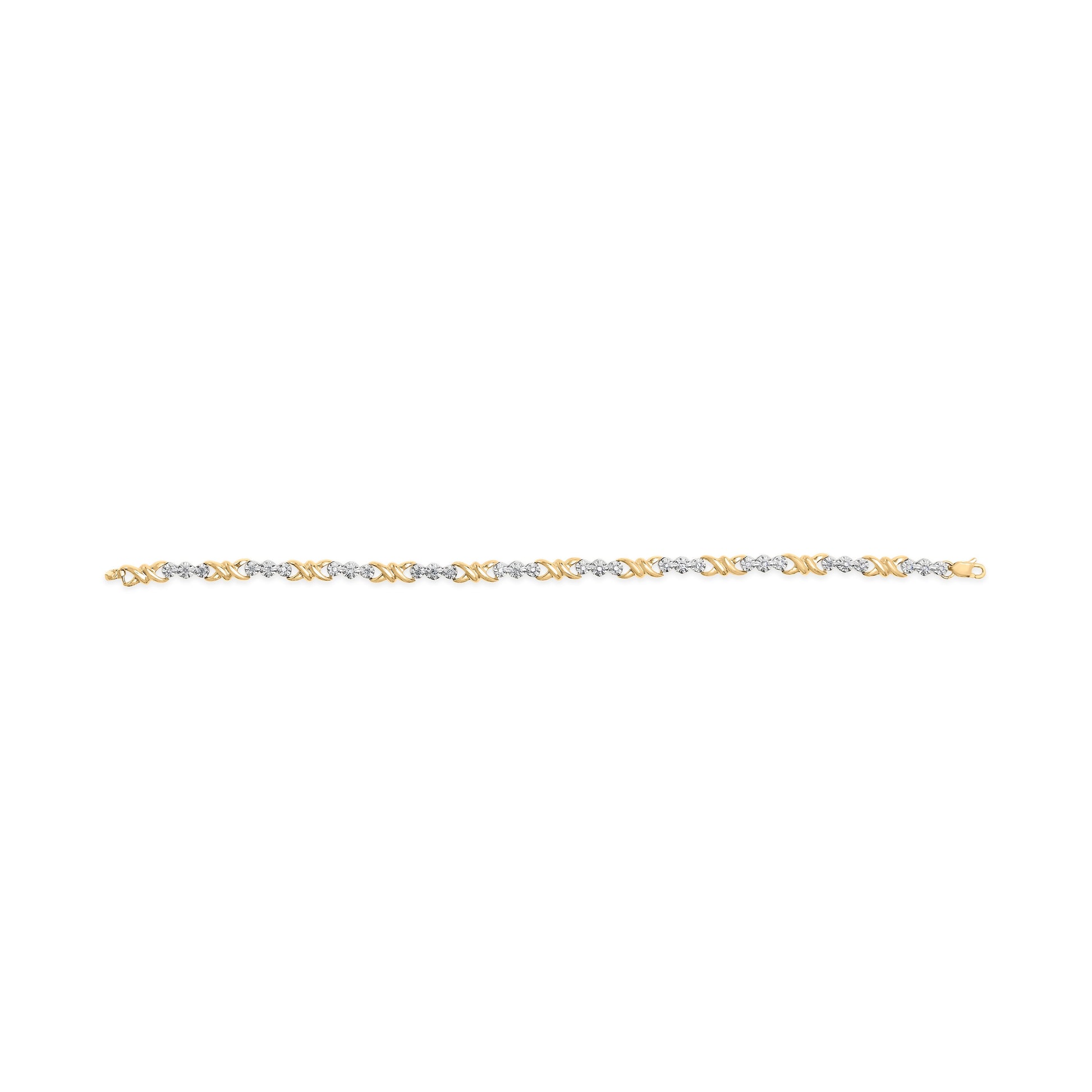 10k Yellow Gold 1/3 Cttw Diamond 3 Stone and X-Link Bracelet (I-J Color, I1-I2 Clarity) - 7.50" Inches Bids.com