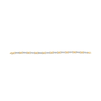 10k Yellow Gold 1/3 Cttw Diamond 3 Stone and X-Link Bracelet (I-J Color, I1-I2 Clarity) - 7.50" Inches Bids.com