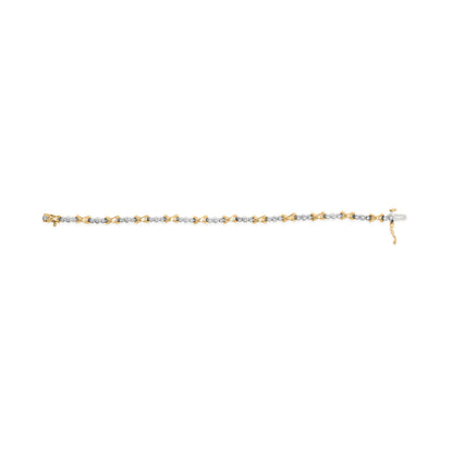 10K Two-Tone Gold 1/2 Cttw Diamond Alternating 3 Stone and X-Link 7" Bracelet (I-J Color, I2-I3 Clarity) Bids.com