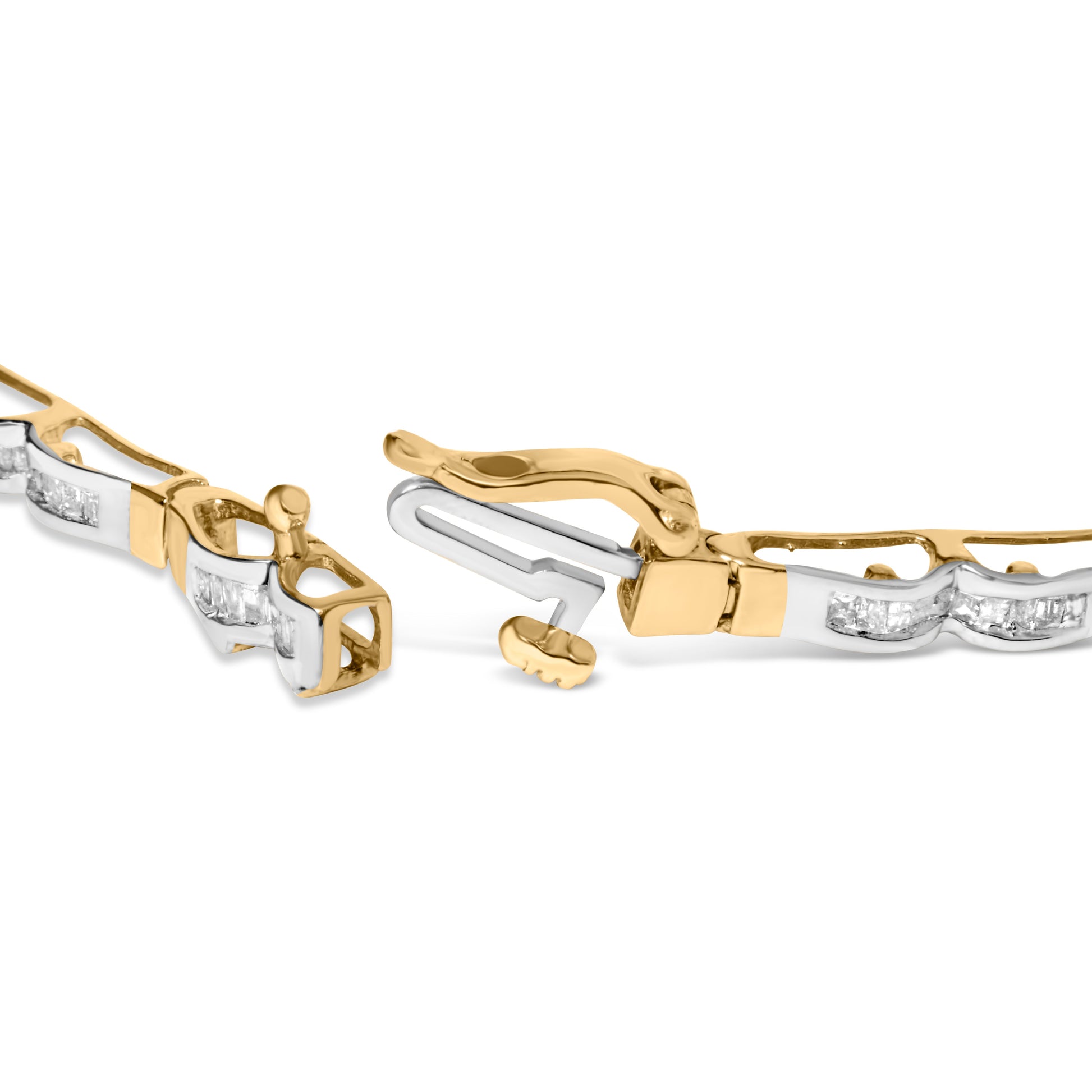 10k Yellow Gold 1.00 Cttw Baguette-Cut Channel Diamond Link Bracelet Bids.com