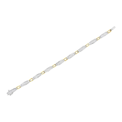 14K Yellow and White Gold 2.0 Cttw Princess Cut Diamond Tapered and Equal Sign Link Bracelet (G-H Color, SI1-SI2 Clarity) - 7" Bids.com