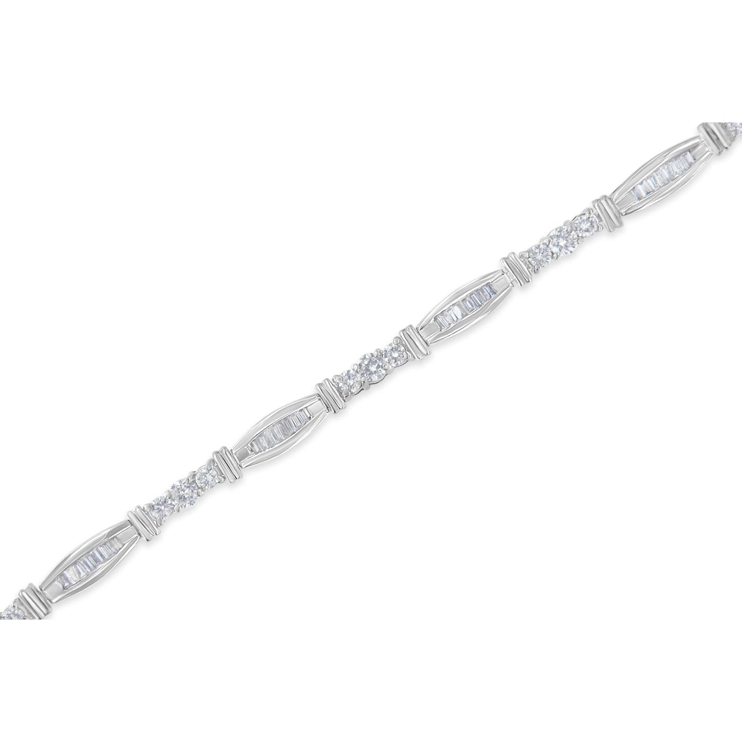 10K White Gold Geometric Pattern Diamond Tennis Bracelet (3 cttw, H-I Color, SI2-I1 Clarity) Bids.com
