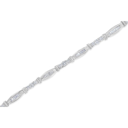 10K White Gold Geometric Pattern Diamond Tennis Bracelet (3 cttw, H-I Color, SI2-I1 Clarity) Bids.com