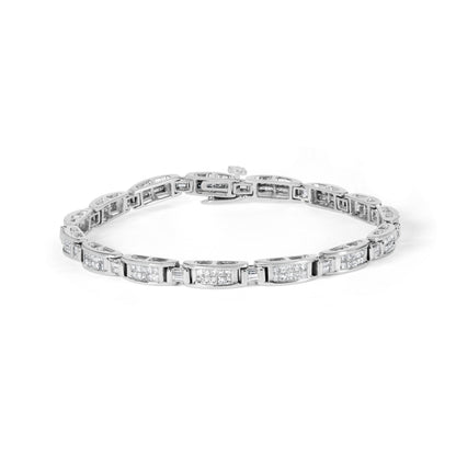 14K White Gold 2.0 Cttw Baguette and Princess-Cut Diamond Tennis Bracelet (H-I Color, SI1-SI2 Clarity) - 7" Bids.com