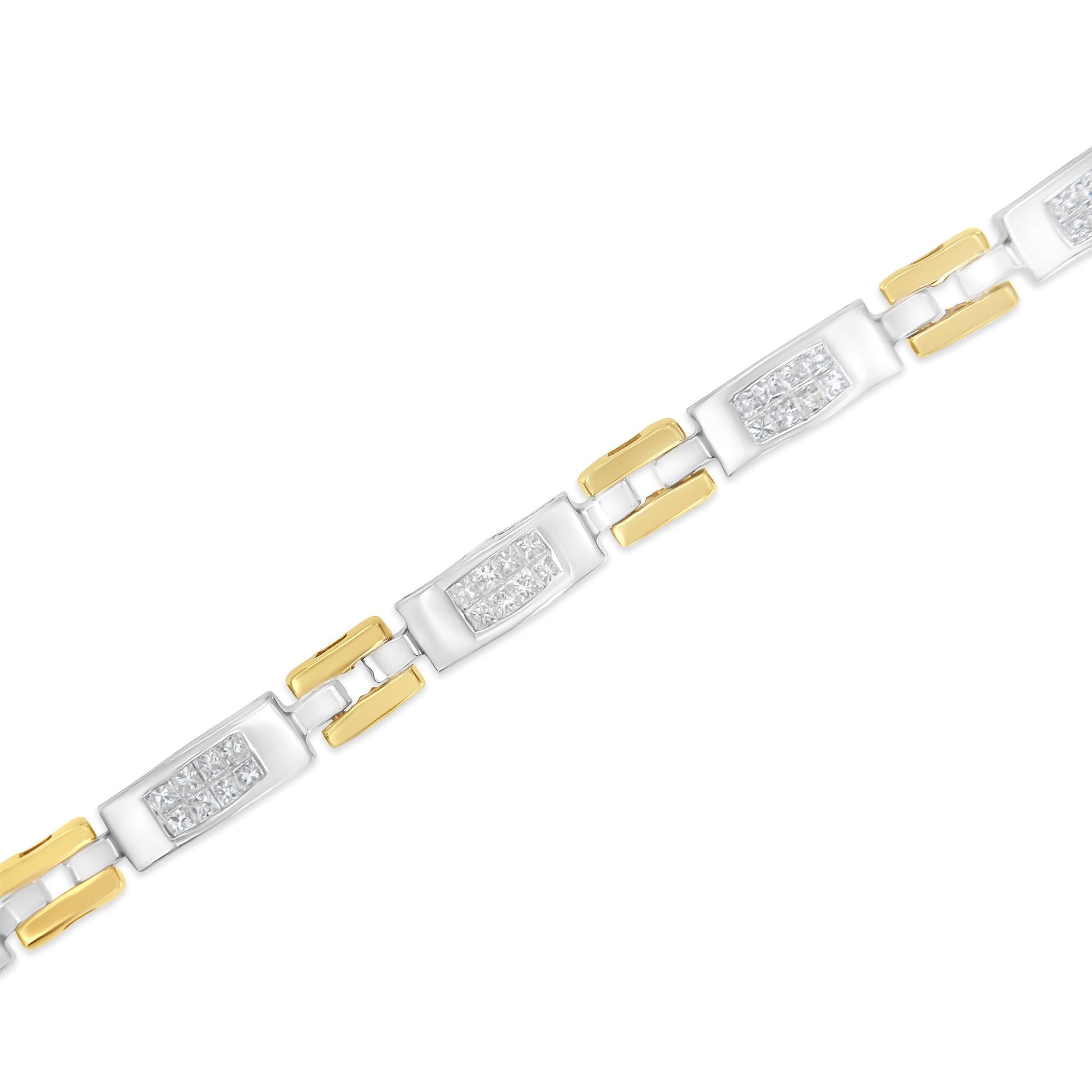 10K Two-Tone Gold Princess Cut Diamond Geo Link Bracelet (1.00 cttw, H-I Color, SI1-SI2 Clarity) Bids.com