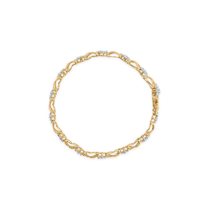 10k Yellow Gold Plated .925 Sterling Silver 2.00 Cttw Round-Cut Diamond Link 7" Bracelet (H-I Color, I2-I3 Clarity) Bids.com