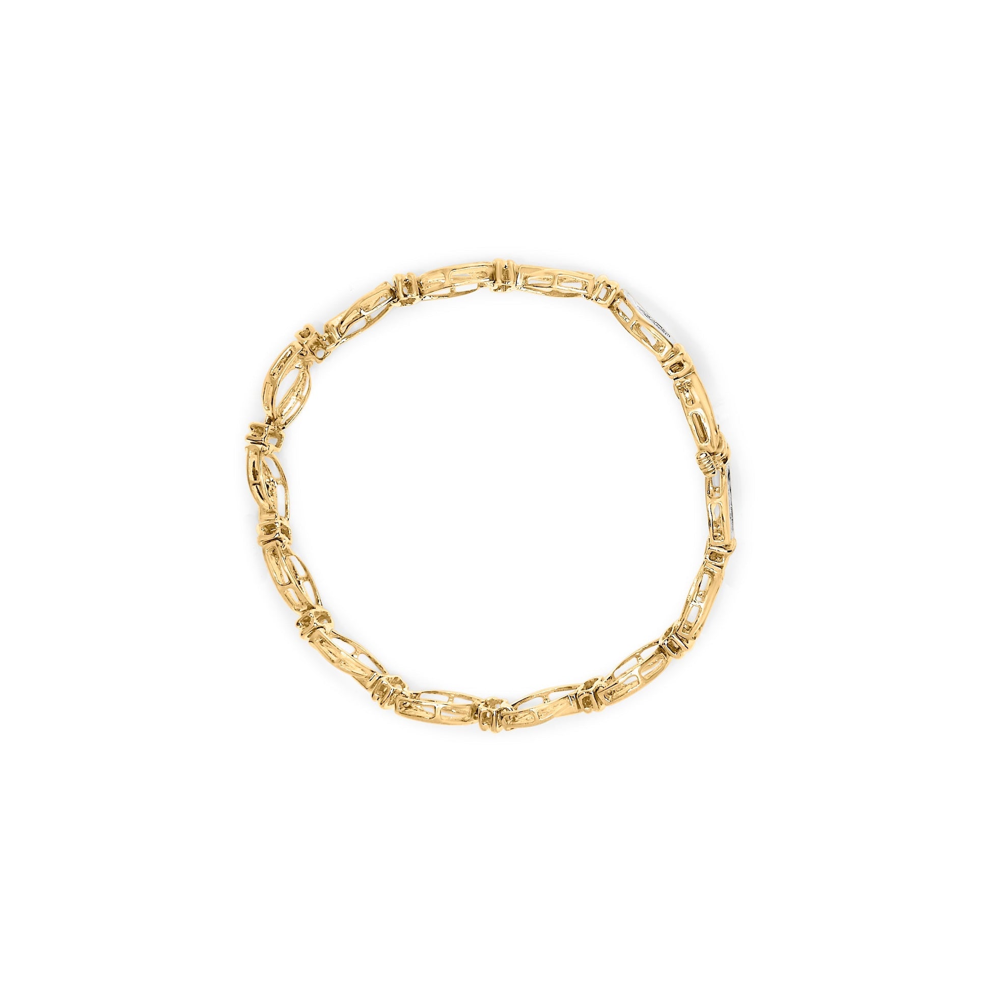 10K Yellow and White Gold 1/2 Cttw Channel Set Diamond Infinity Link 7" Tennis Bracelet (H-I Color, I1-I2 Clarity) Bids.com