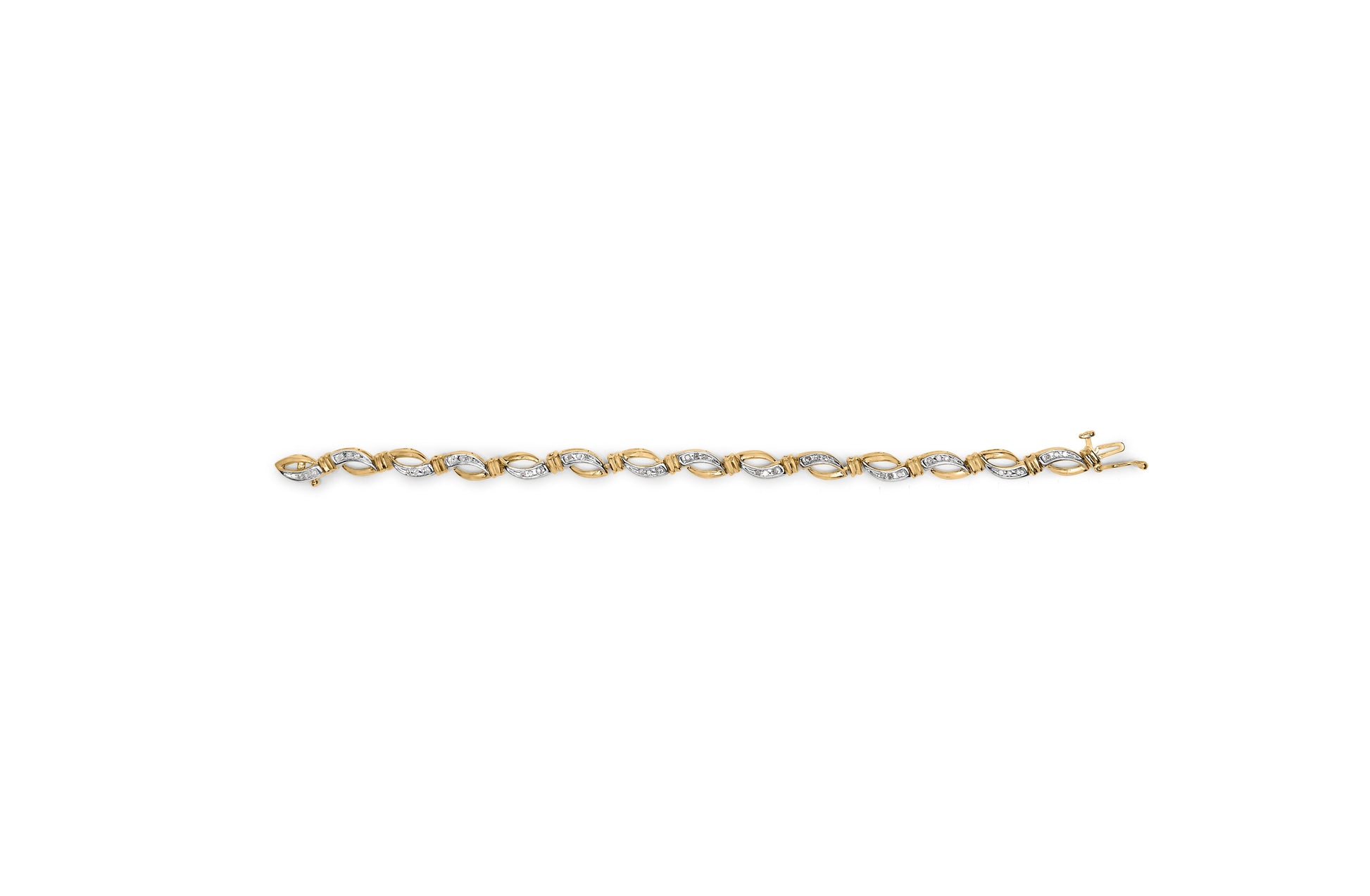 10K Yellow and White Gold 1/2 Cttw Channel Set Diamond Infinity Link 7" Tennis Bracelet (H-I Color, I1-I2 Clarity) Bids.com