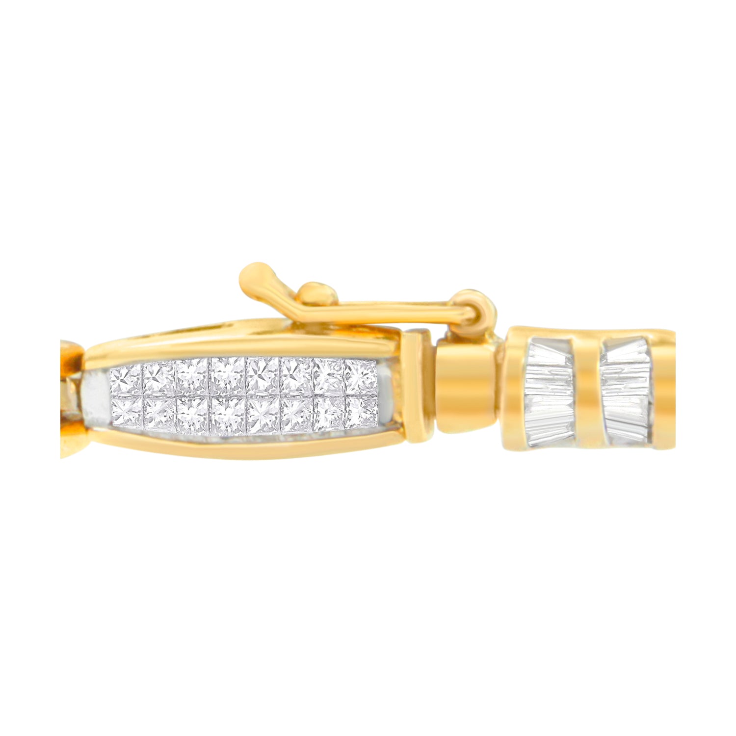 14K Yellow Gold Princess and Baguette Cut Diamond Beaded Bracelet (3.00 cttw, H-I Color, SI1-SI2 Clarity) Bids.com