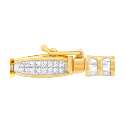 14K Yellow Gold Princess and Baguette Cut Diamond Beaded Bracelet (3.00 cttw, H-I Color, SI1-SI2 Clarity) Bids.com