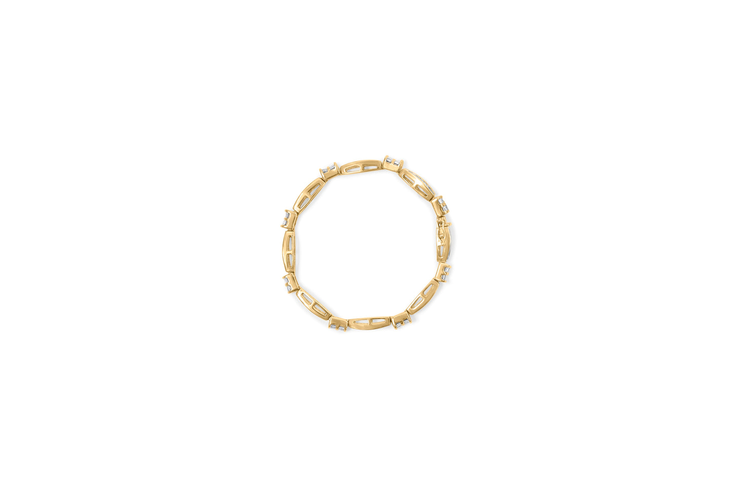 14K Yellow Gold Princess and Baguette Cut Diamond Beaded Bracelet (3.00 cttw, H-I Color, SI1-SI2 Clarity) Bids.com