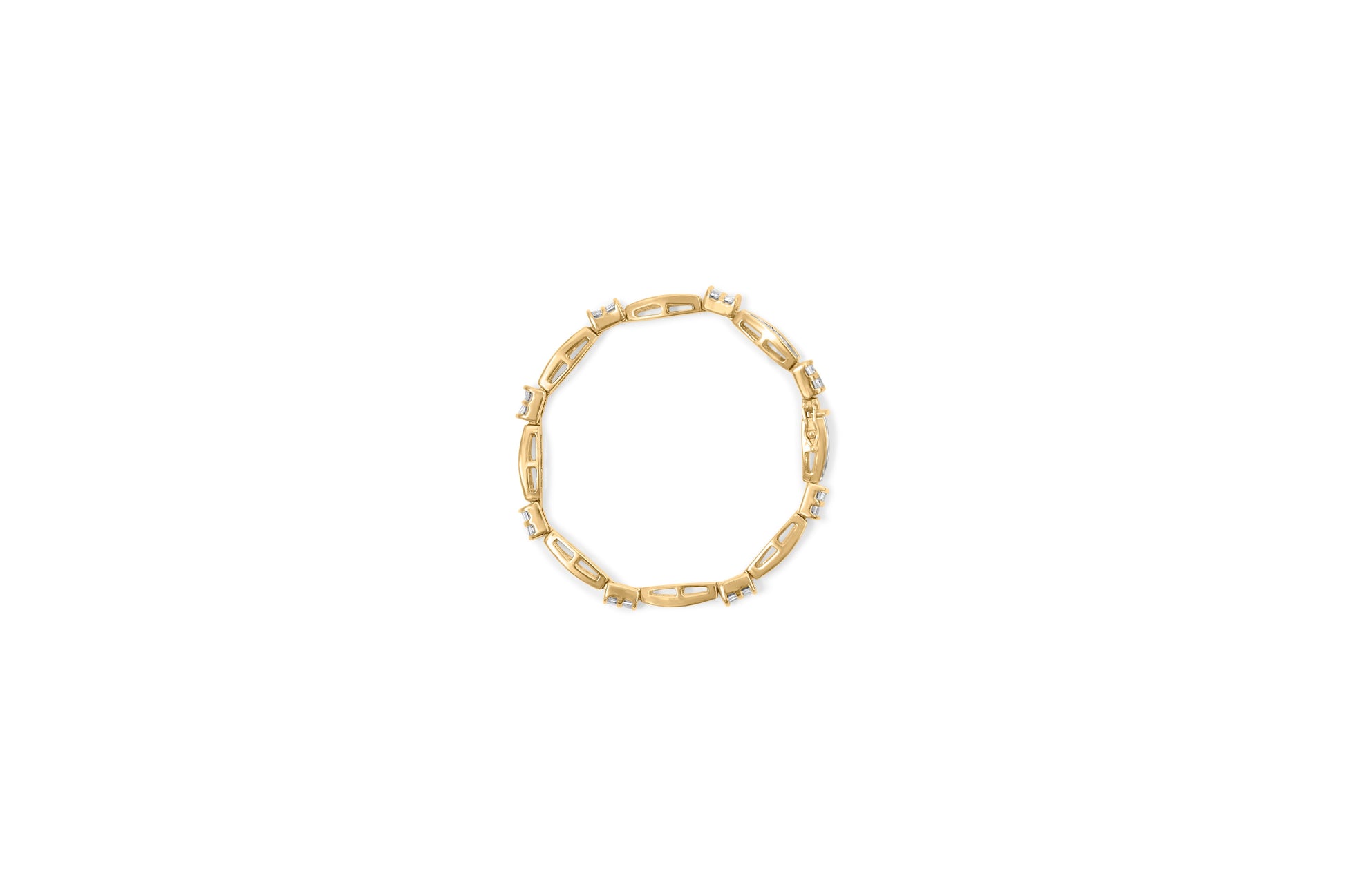 14K Yellow Gold Princess and Baguette Cut Diamond Beaded Bracelet (3.00 cttw, H-I Color, SI1-SI2 Clarity) Bids.com