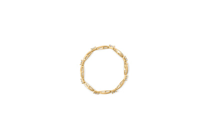 14K Yellow Gold Princess and Baguette Cut Diamond Beaded Bracelet (3.00 cttw, H-I Color, SI1-SI2 Clarity) Bids.com