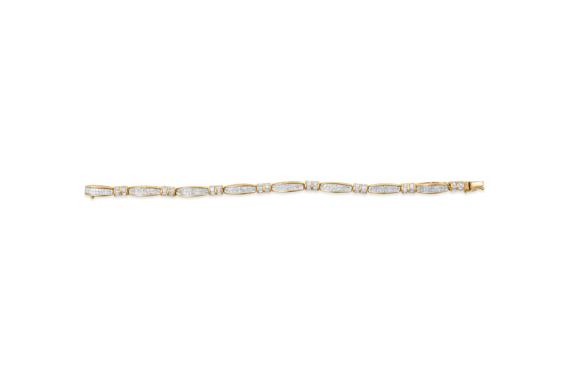 14K Yellow Gold Princess and Baguette Cut Diamond Beaded Bracelet (3.00 cttw, H-I Color, SI1-SI2 Clarity) Bids.com
