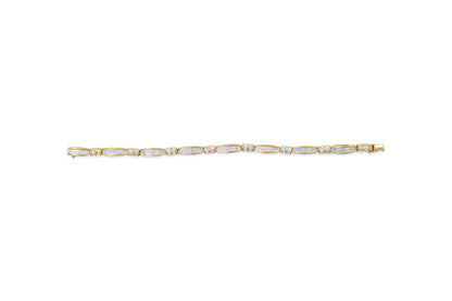 14K Yellow Gold Princess and Baguette Cut Diamond Beaded Bracelet (3.00 cttw, H-I Color, SI1-SI2 Clarity) Bids.com
