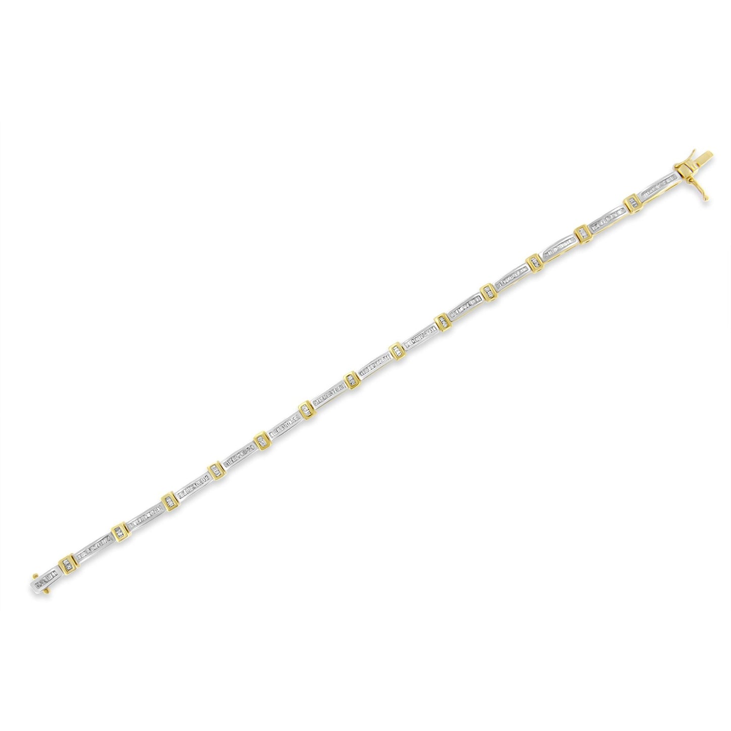 14K Yellow Gold 1.00 Cttw Baguette Diamond Channel Link Bracelet Bids.com