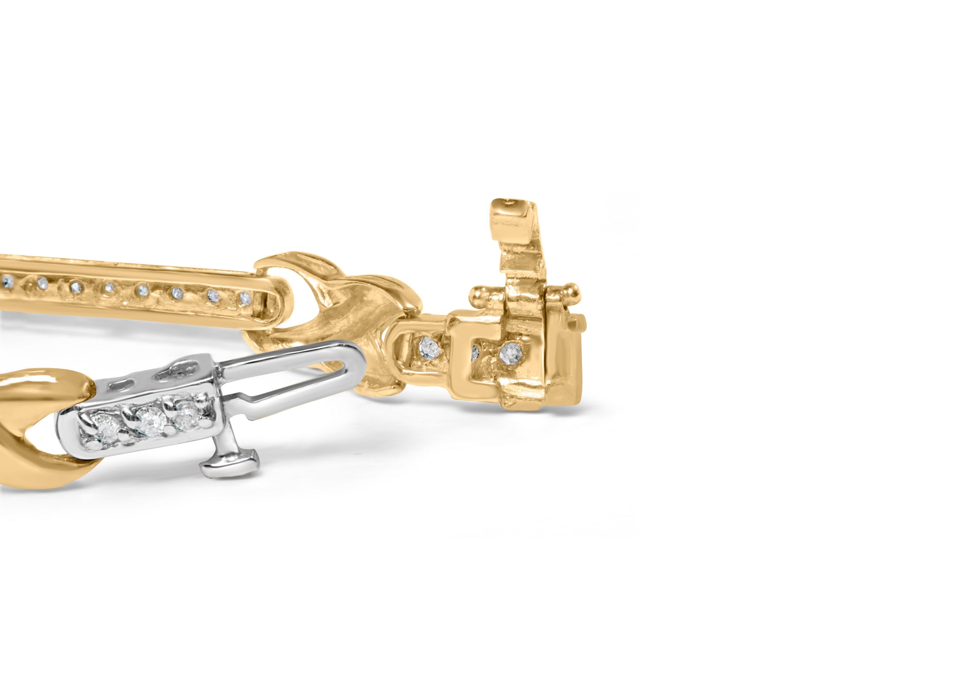 10K Yellow Gold 1.00 Cttw Pave Set Diamond Bar and  X-Link 7" Bracelet (I-J Color, I3 Quality) Bids.com