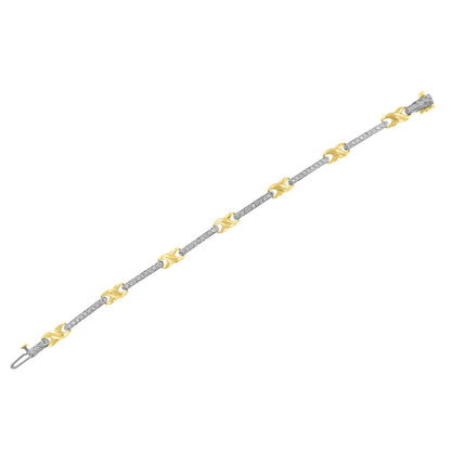 10K Yellow Gold 1.00 Cttw Pave Set Diamond Bar and  X-Link 7" Bracelet (I-J Color, I3 Quality) Bids.com