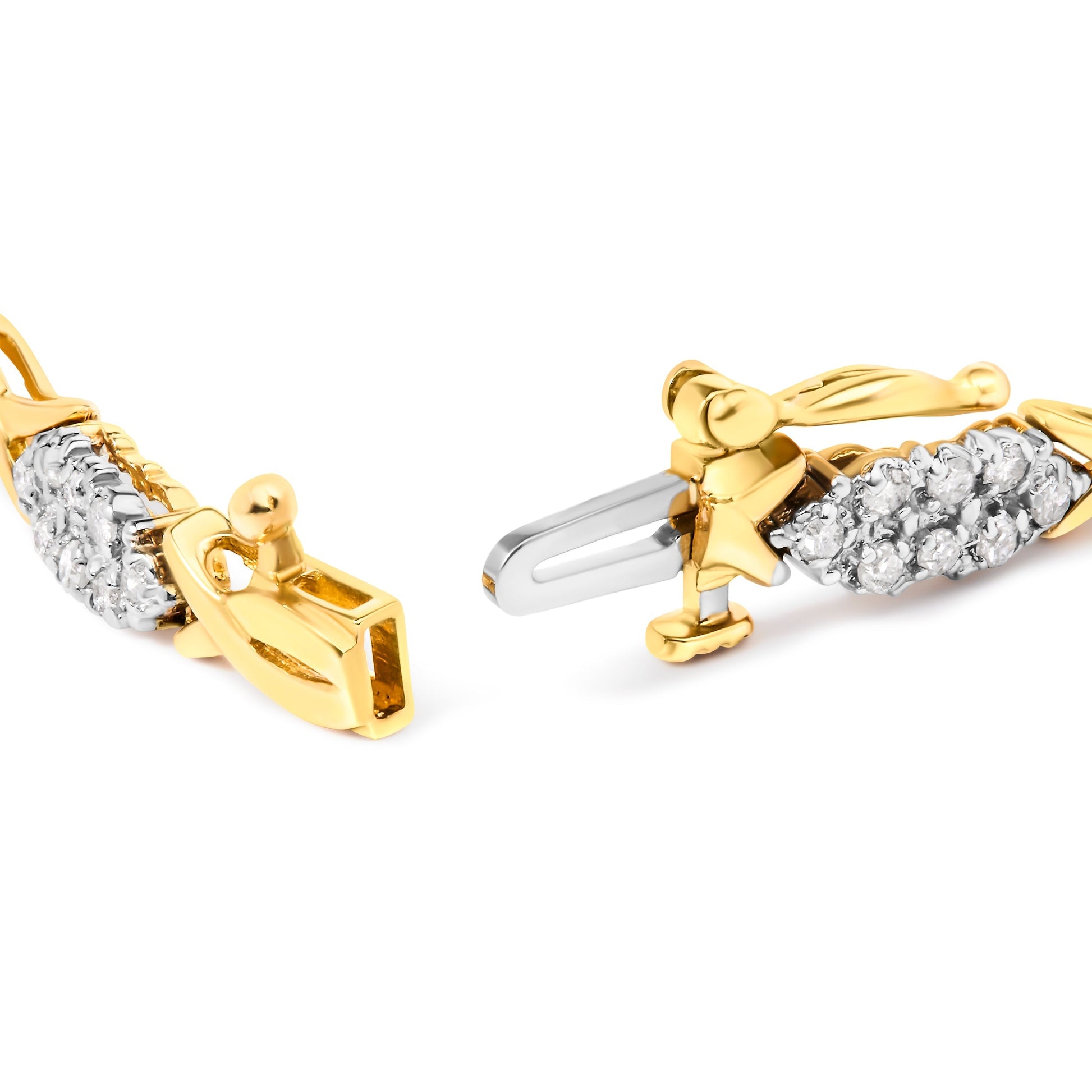 10K Yellow Gold 1.00 Cttw Round-Cut Diamond Spiral Link 7" Bracelet (H-I Color, I2-I3 Clarity) Bids.com