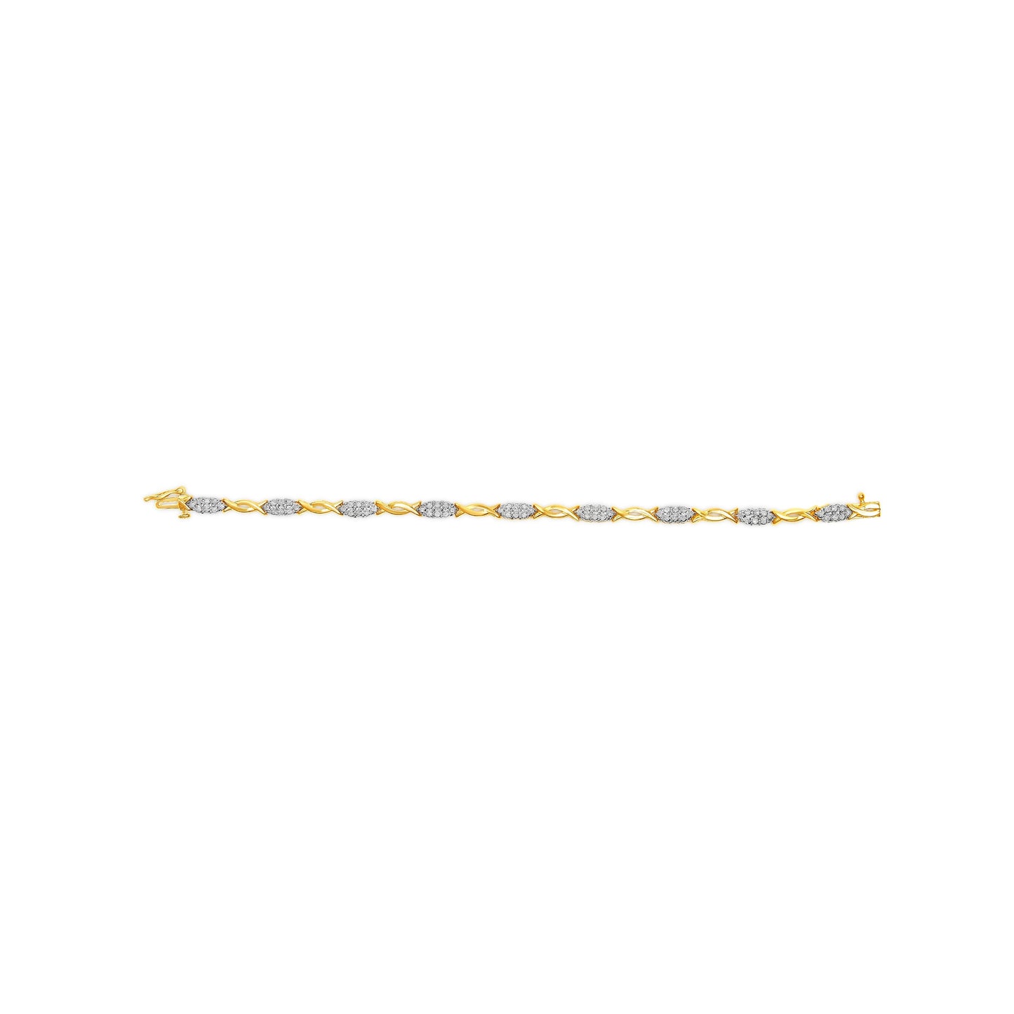 10K Yellow Gold 1.00 Cttw Round-Cut Diamond Spiral Link 7" Bracelet (H-I Color, I2-I3 Clarity) Bids.com