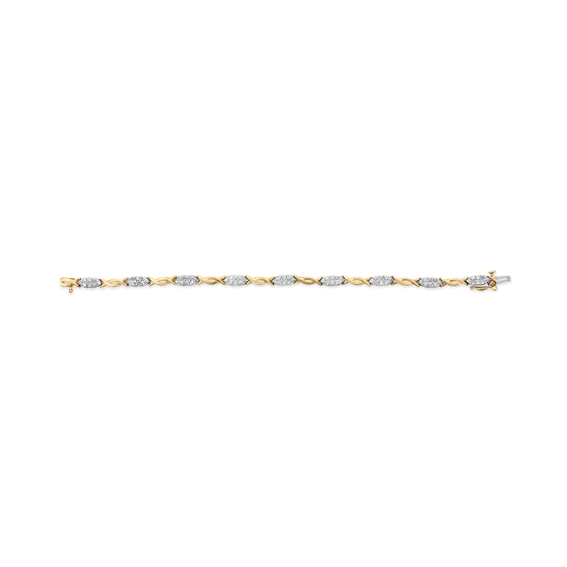 10K Yellow Gold 1.00 Cttw Round-Cut Diamond Spiral Link 7" Bracelet (H-I Color, I2-I3 Clarity) Bids.com