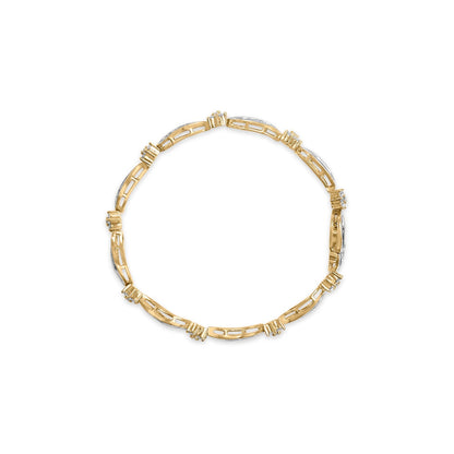 10K Yellow and White Gold 3.00 Cttw Diamond Cluster and Wave Link Bracelet (I-J Color, I1-I2 Clarity) - 7.25" Bids.com