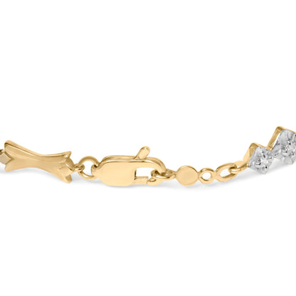 10k Gold 1/3 Cttw Diamond Miracle Set Alternating Bar and Link Bracelet (I-J Color, I1-I2 Clarity) - 7.75" Inches Bids.com