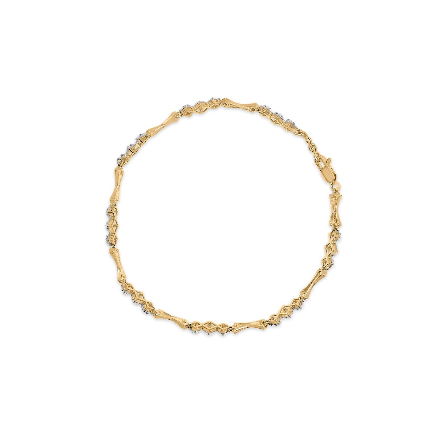 10k Gold 1/3 Cttw Diamond Miracle Set Alternating Bar and Link Bracelet (I-J Color, I1-I2 Clarity) - 7.75" Inches Bids.com