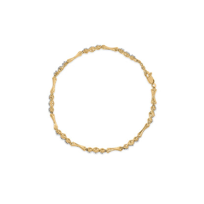 10k Gold 1/3 Cttw Diamond Miracle Set Alternating Bar and Link Bracelet (I-J Color, I1-I2 Clarity) - 7.75" Inches Bids.com