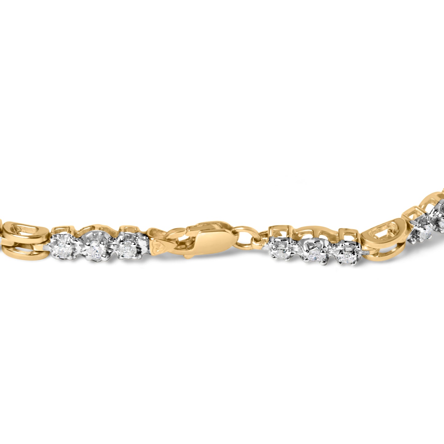 10k Yellow Gold 1.00 Cttw Diamond 3 Stone Link Bracelet (I-J Color, I1-I2 Clarity) -7.25" Inches Bids.com