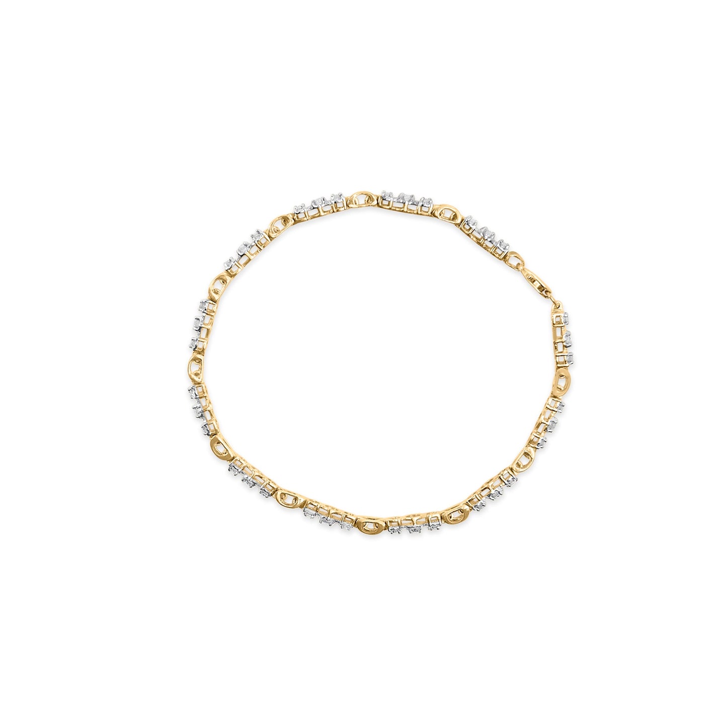 10k Yellow Gold 1.00 Cttw Diamond 3 Stone Link Bracelet (I-J Color, I1-I2 Clarity) -7.25" Inches Bids.com