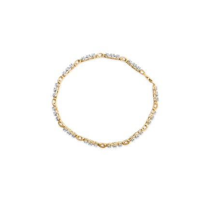 10k Yellow Gold 1.00 Cttw Diamond 3 Stone Link Bracelet (I-J Color, I1-I2 Clarity) -7.25" Inches Bids.com