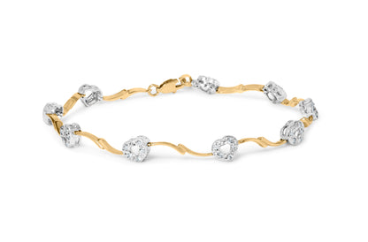 10k Two-Tone Gold 1/3 Cttw Diamond Pave Set Heart S-Link 7.25" Bracelet (I-J Color, I2-I3 Clarity) Bids.com