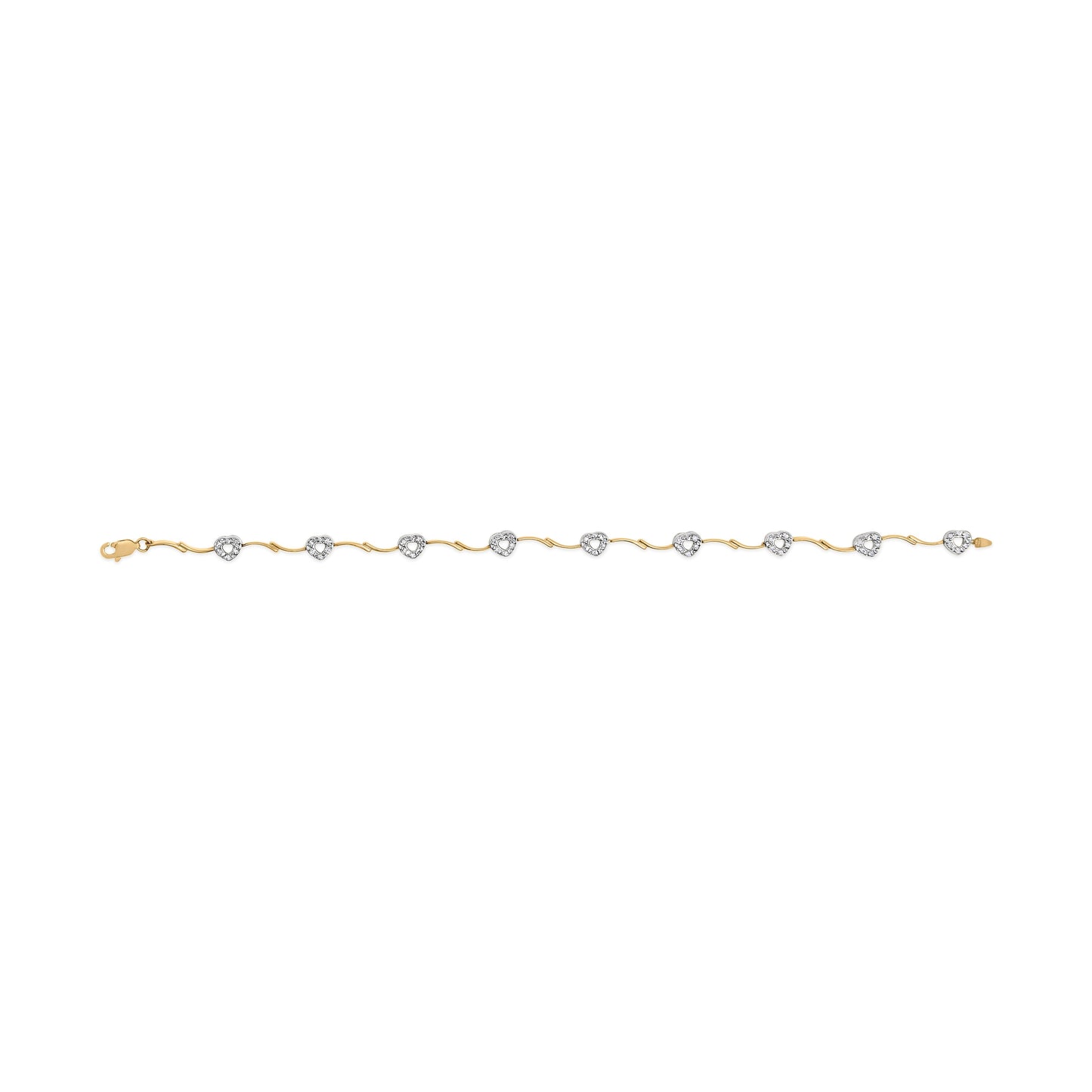 10k Two-Tone Gold 1/3 Cttw Diamond Pave Set Heart S-Link 7.25" Bracelet (I-J Color, I2-I3 Clarity) Bids.com