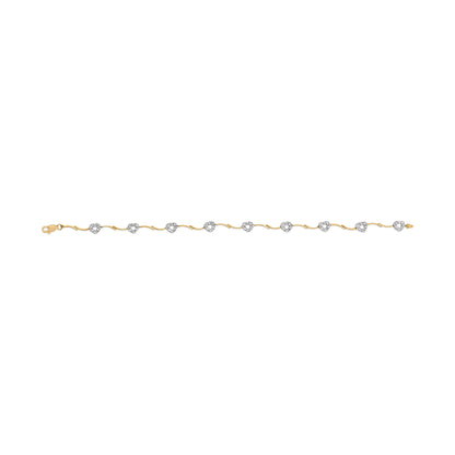 10k Two-Tone Gold 1/3 Cttw Diamond Pave Set Heart S-Link 7.25" Bracelet (I-J Color, I2-I3 Clarity) Bids.com