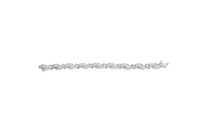14K White Gold 4.0 Cttw Invisble Set Princess-Cut Diamond Wave Style Link Bracelet (H-I Color, SI2-I1 Clarity) - 7" Bids.com