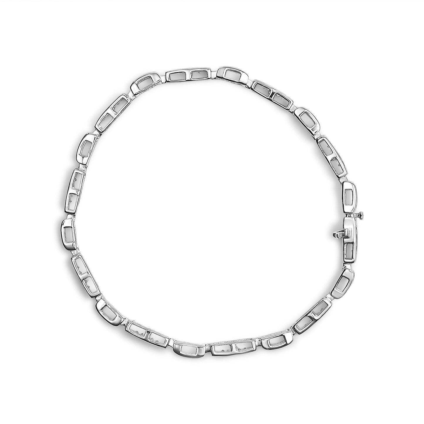 14K White Gold 1.0 Cttw Invisible Set Princess Cut Diamond Alternating Station and Link Tennis Bracelet (I-J Color, I1-I2 Clarity) - Size 7.25" Inches Bids.com