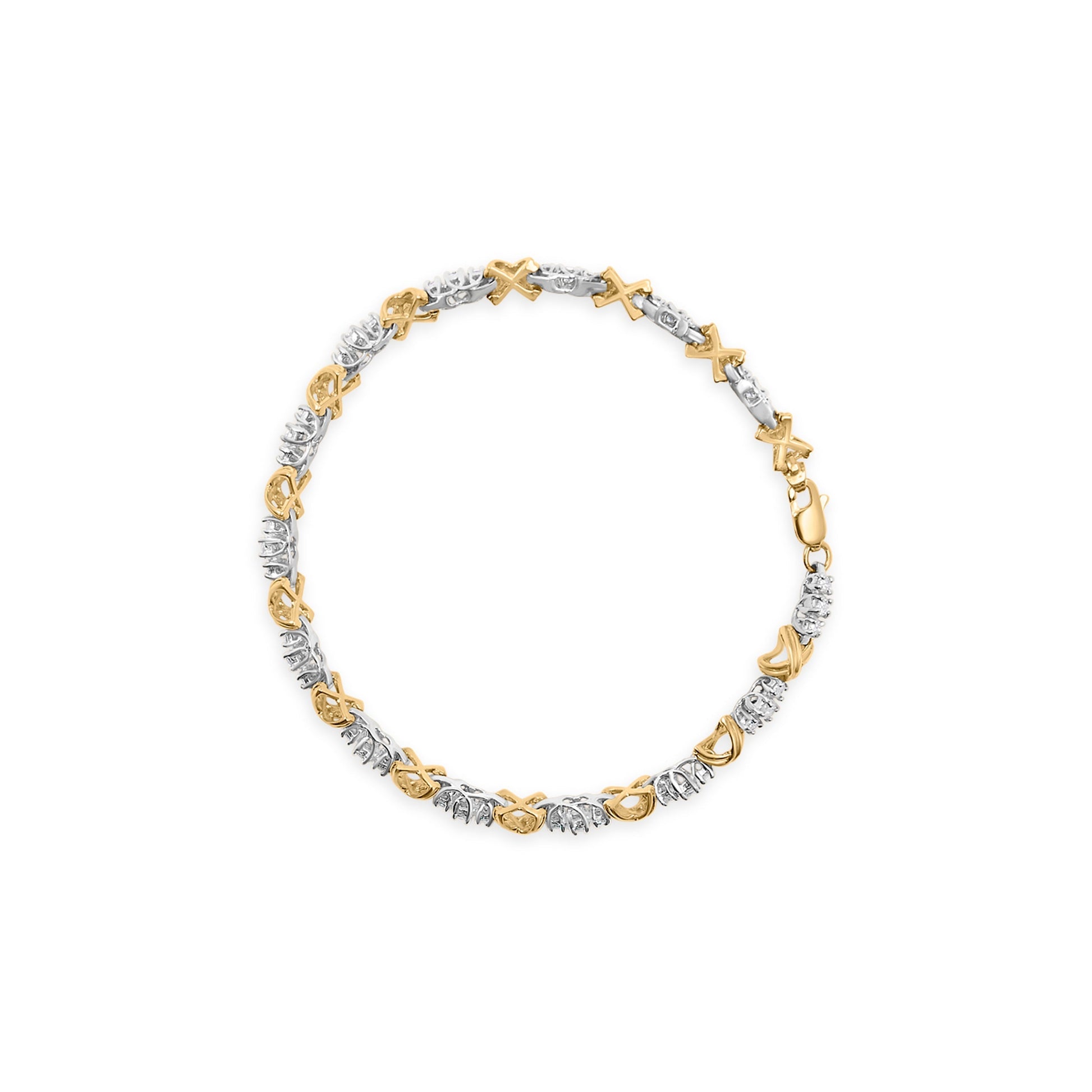 10K Two-Tone Gold 1.00 Cttw Diamond X-Link Link Bracelet Bids.com